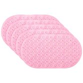 Kuber Industries Bath Mat | PVC Bathroom Mat | Shower Bath Mat | Floor Tub Mat | Bathroom Oval Mud Mat | Anti-Skid Shower Bathroom Mat | Q-02D |Pack of 5| Pink